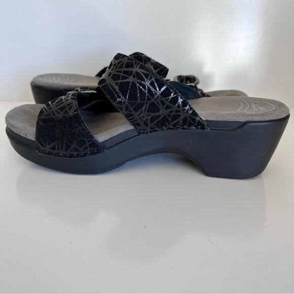 Dansko Sophie Black Drizzle Suede Sandals - Picture 9 of 12